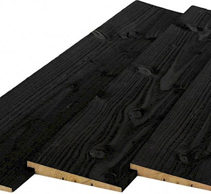 Douglas Potdekselplank rondom zwart gespoten 12-25x195x5000mm
